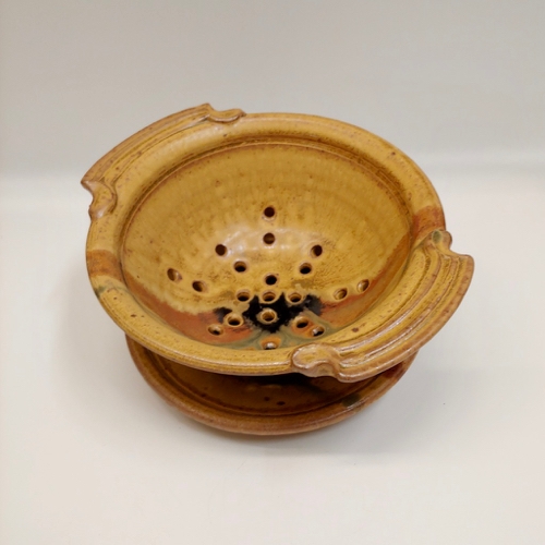 #221160 Berry Bowl with Saucer Yellow/Tan/Moss $24 at Hunter Wolff Gallery